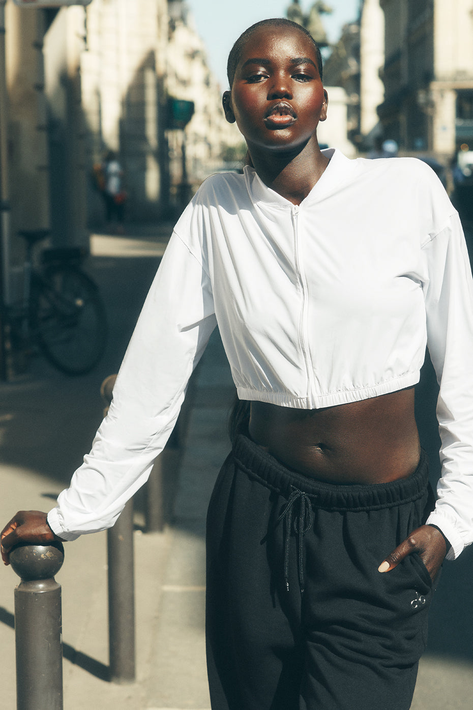 Cropped Breezy Full-Zip Cover Up - White — photo 1