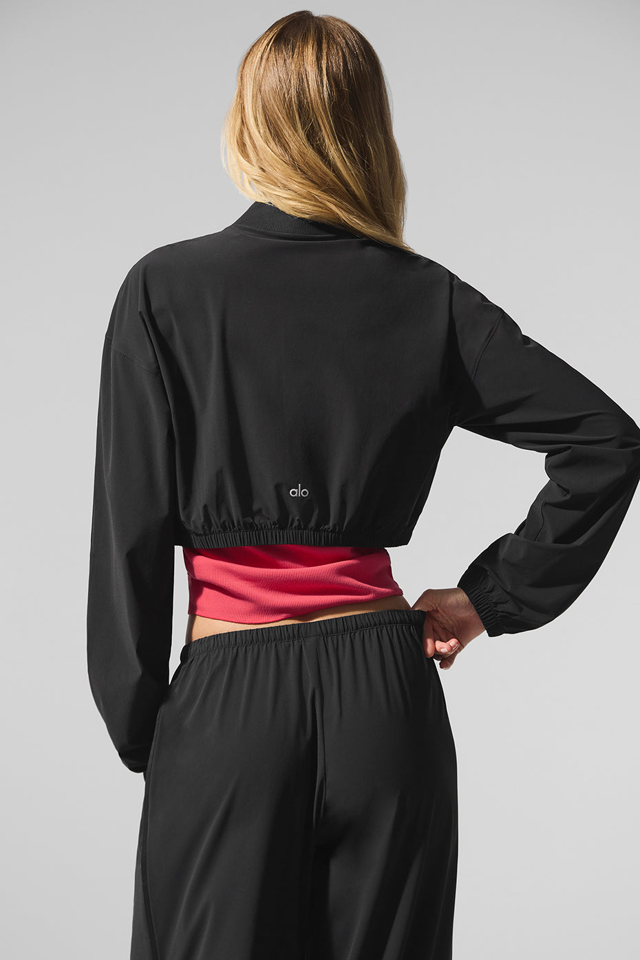 Cropped Breezy Full-Zip Cover Up - Black — photo 3