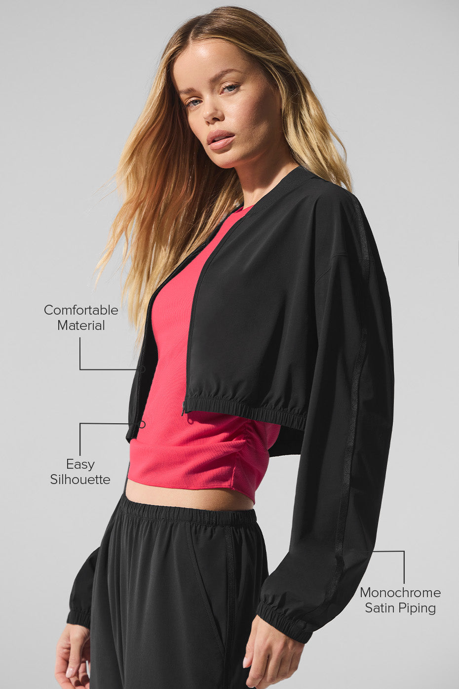 Cropped Breezy Full-Zip Cover Up - Black — photo 2
