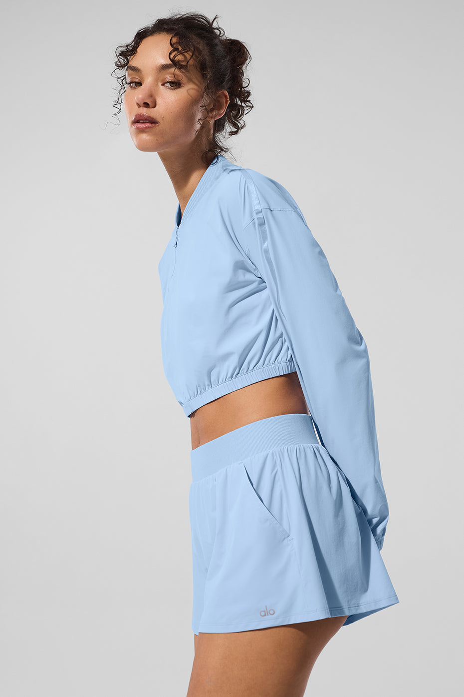 Cropped Breezy Full-Zip Cover Up - Seashell Blue — photo 1