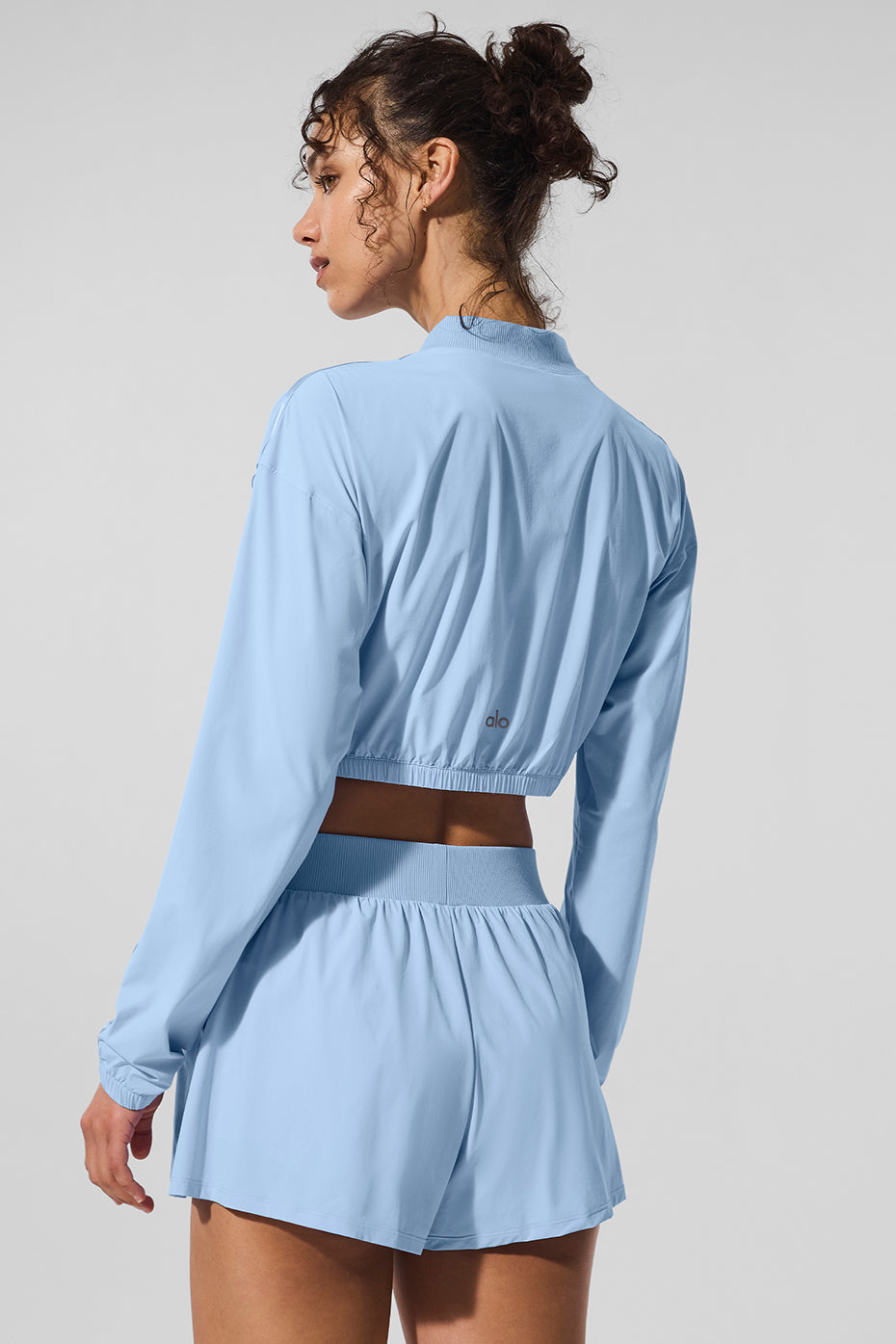 Cropped Breezy Full-Zip Cover Up - Seashell Blue — photo 3