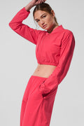 Cropped Breezy Full-Zip Cover Up - Candy Red — photo 1