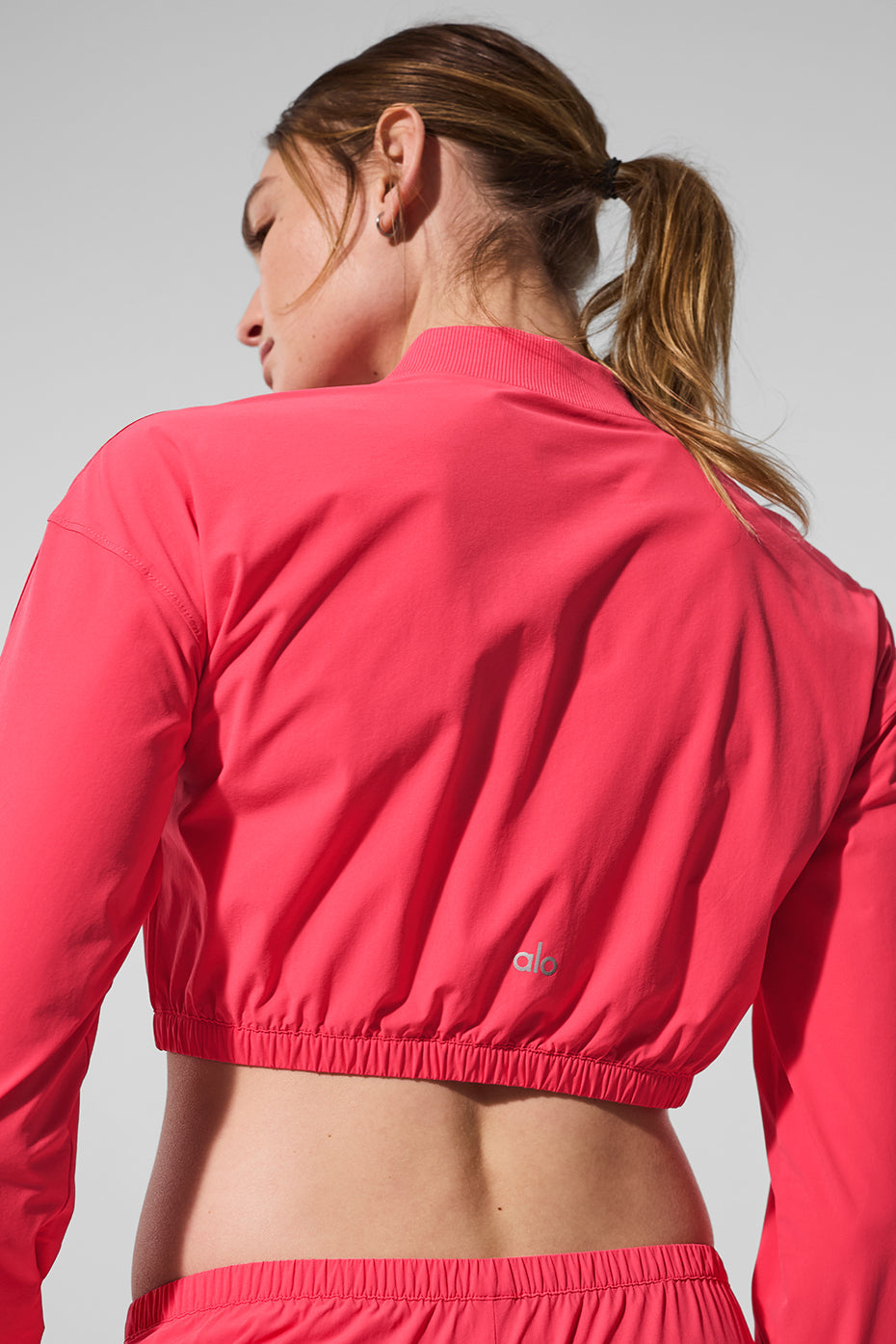Cropped Breezy Full-Zip Cover Up - Candy Red — photo 4