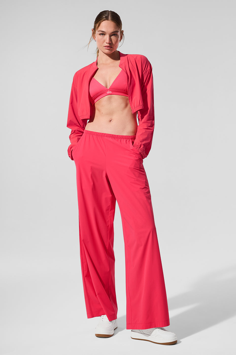 Cropped Breezy Full-Zip Cover Up - Candy Red — photo 5