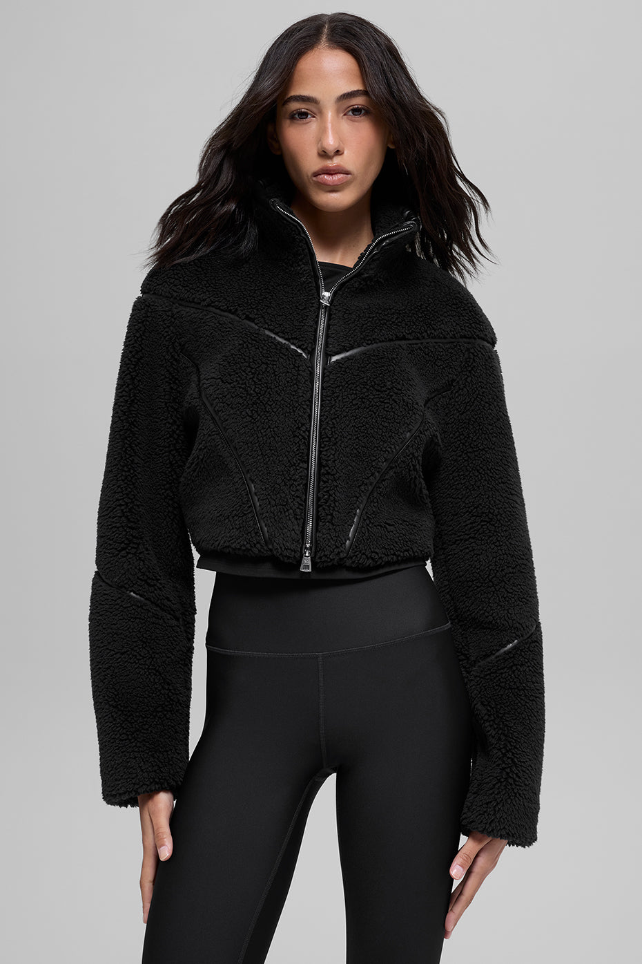 Sherpa Cropped Slope Side Jacket - Black — photo 1