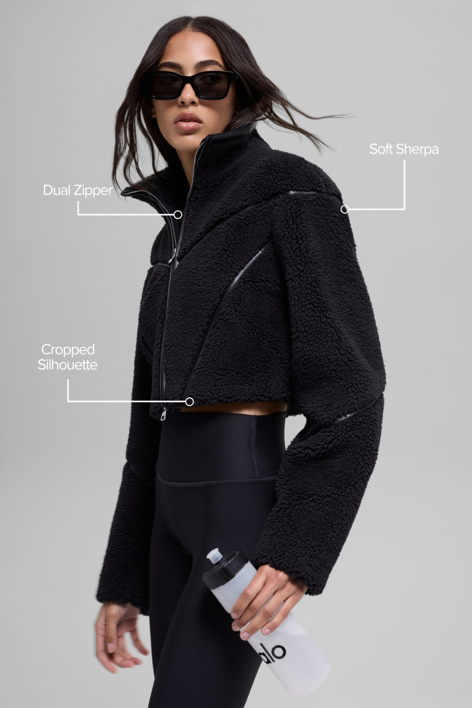 Sherpa Cropped Slope Side Jacket - Black — photo 2