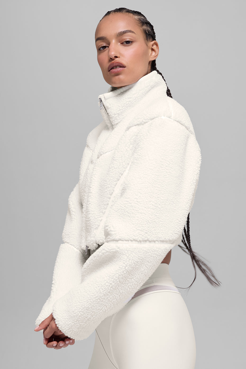 Sherpa Cropped Slope Side Jacket - Ivory — photo 3