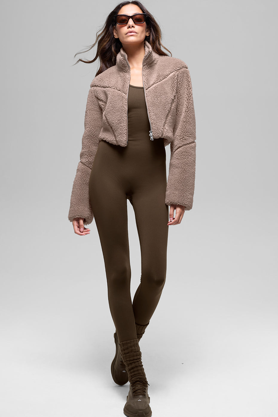 Sherpa Cropped Slope Side Jacket - Chai Latte — photo 4