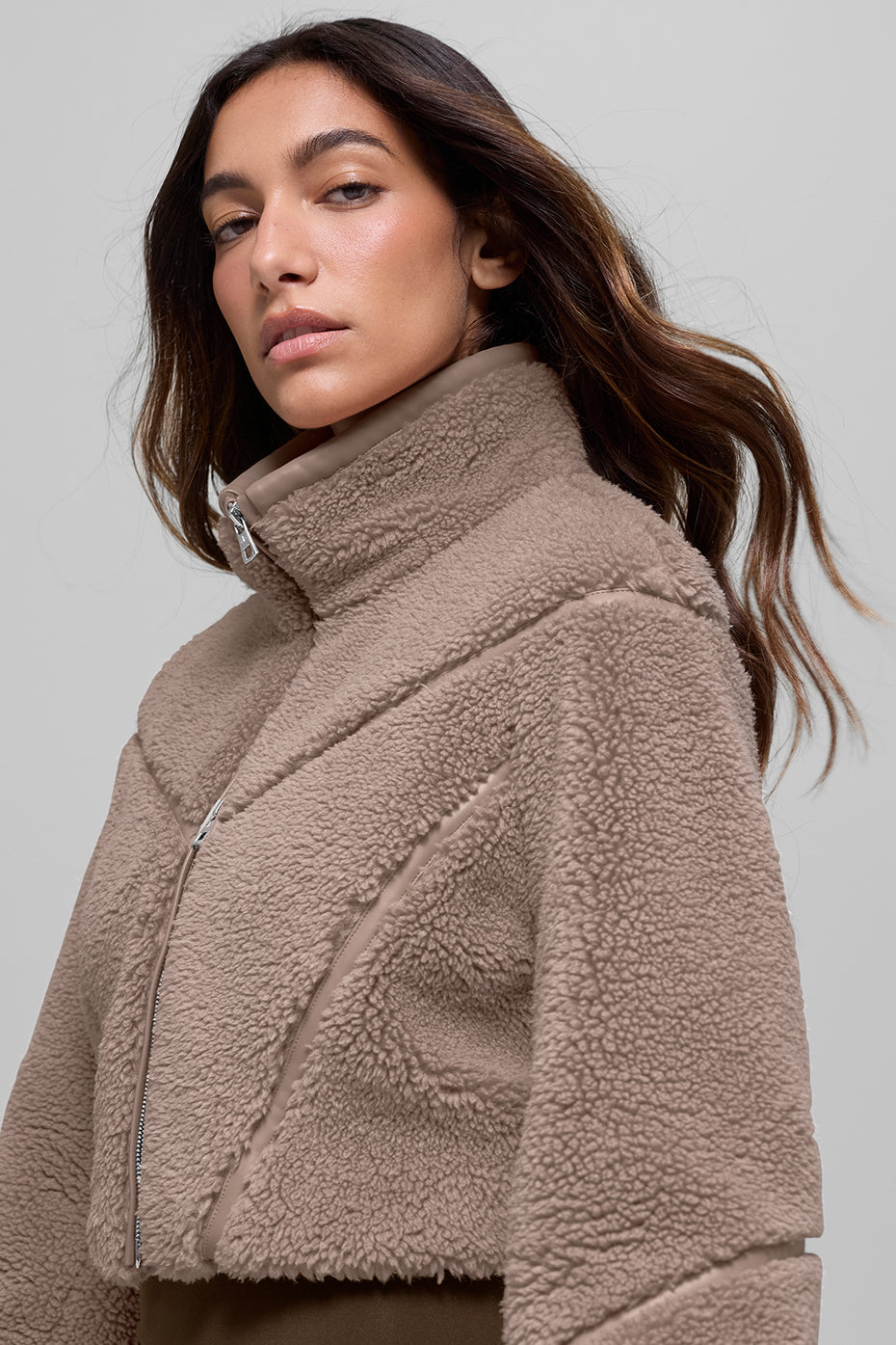 Sherpa Cropped Slope Side Jacket - Chai Latte — photo 3