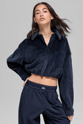 Ribbed Velour Cropped Mountain Side Jacket - Navy — photo 1