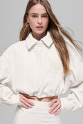 Ribbed Velour Cropped Mountain Side Jacket - Ivory — photo 1
