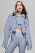Ribbed Velour Cropped Mountain Side Jacket - Winter Frost — photo 1