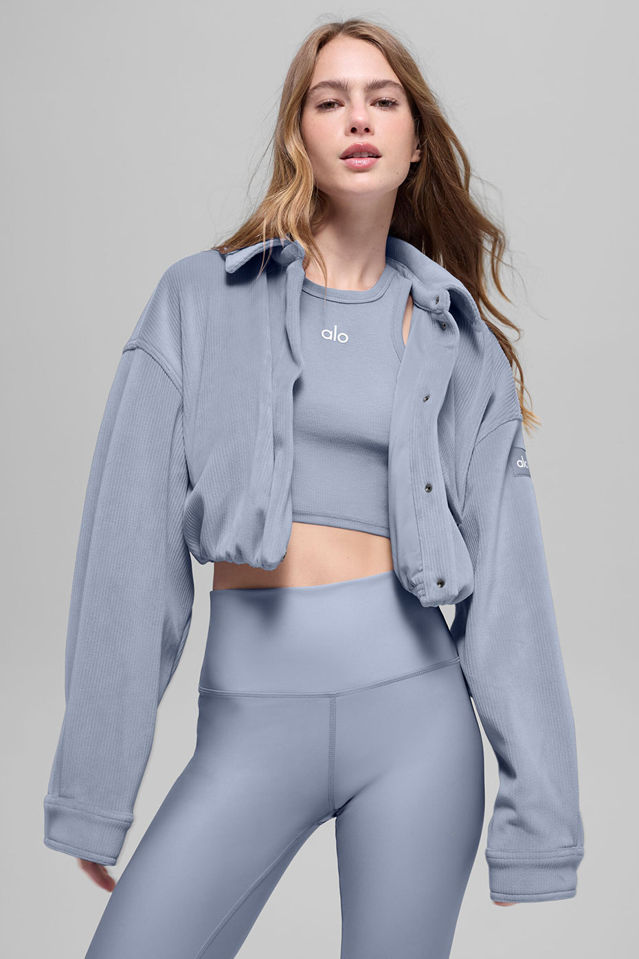 Ribbed Velour Cropped Mountain Side Jacket - Winter Frost — photo 1