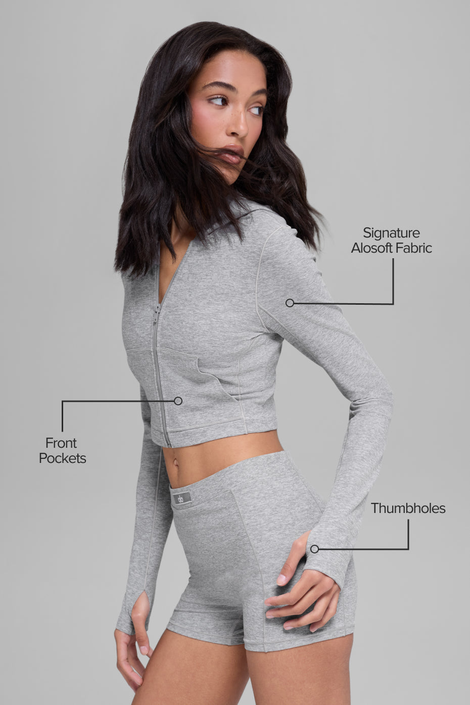 Alosoft Sincere Fitted Jacket - Athletic Heather Grey — photo 2