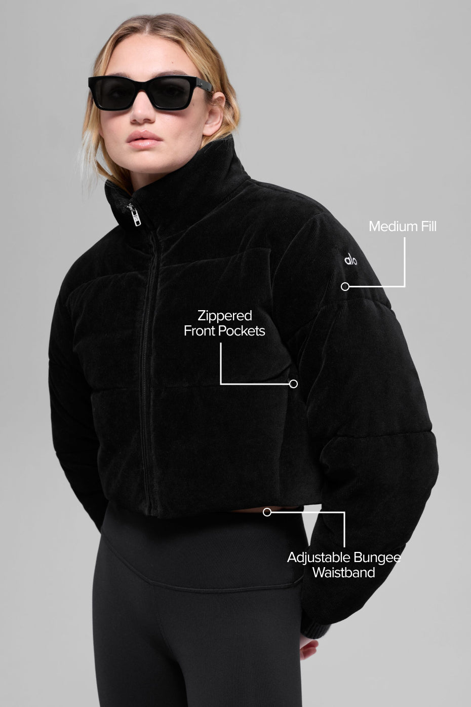 Micro Corduroy Dreamy Puffer - Black — photo 2