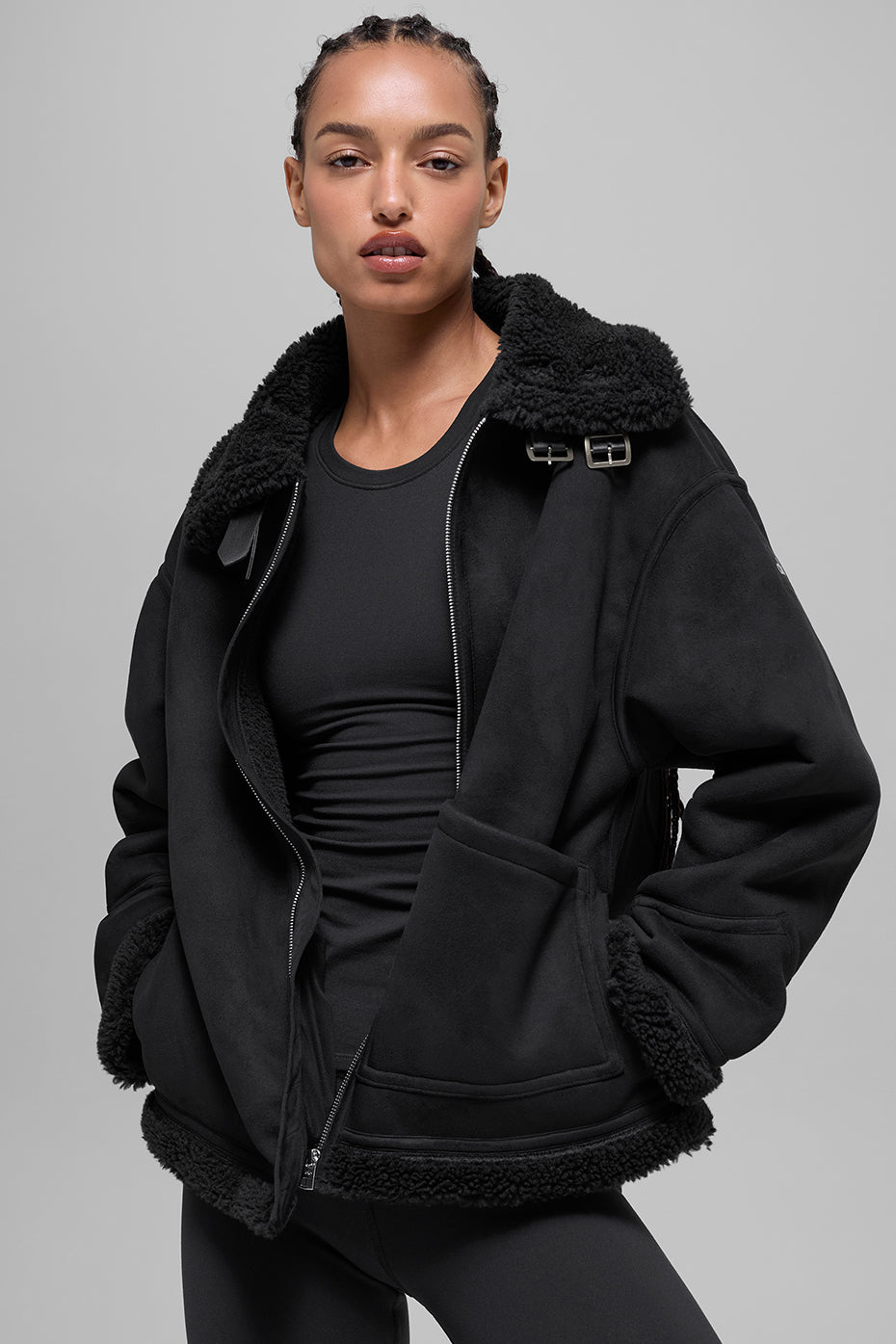 Faux Shearling Grand Jacket - Black — photo 4