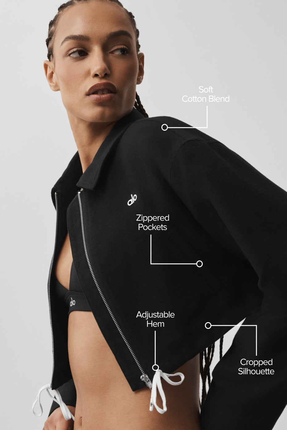 Cropped Fan Favorite Full Zip Jacket - Black — photo 2