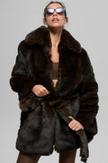 Faux Fur Starstruck Coat - Midnight Brown/Black — photo 1