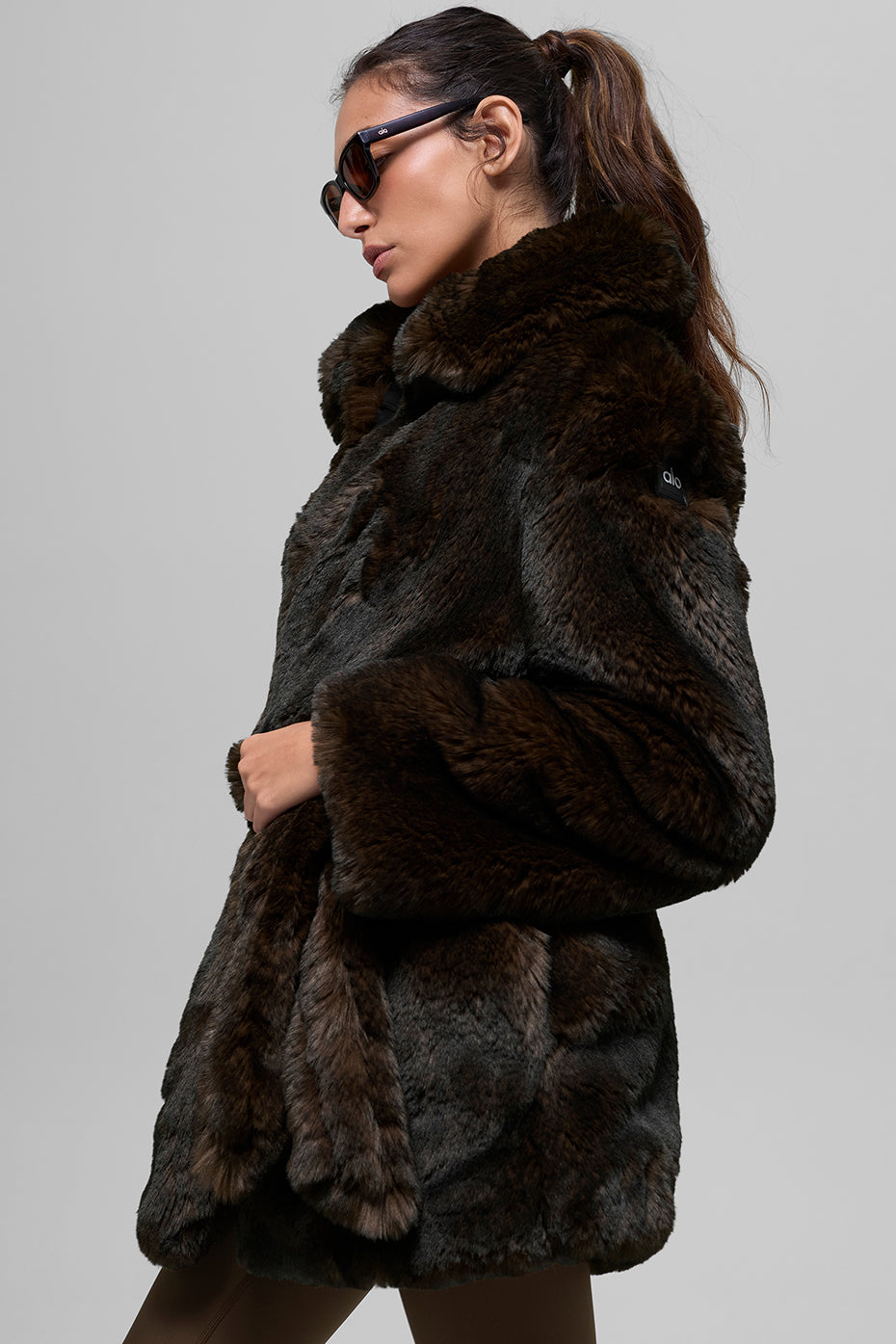 Faux Fur Starstruck Coat - Midnight Brown/Black — photo 3