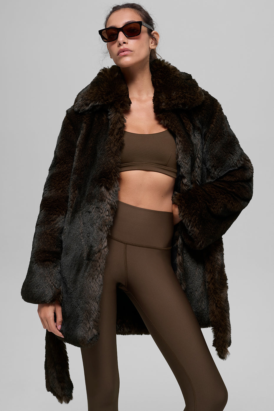 Faux Fur Starstruck Coat - Midnight Brown/Black — photo 4
