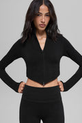 Seamless Two Tone Rib Jacket - Black — photo 3