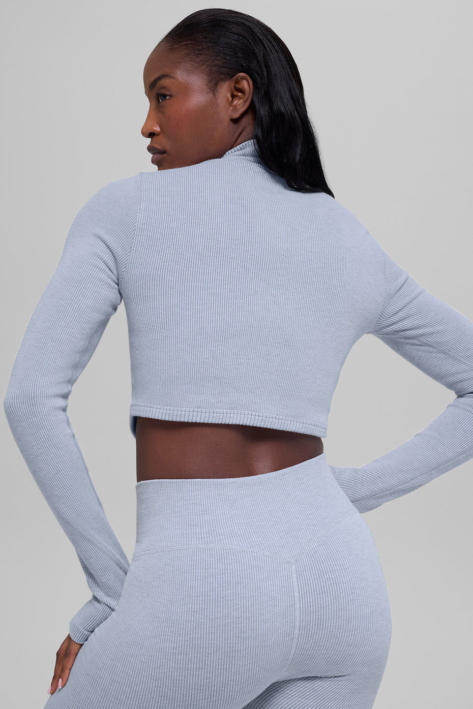 Seamless Two Tone Rib Jacket - Winter Frost Heather — photo 3