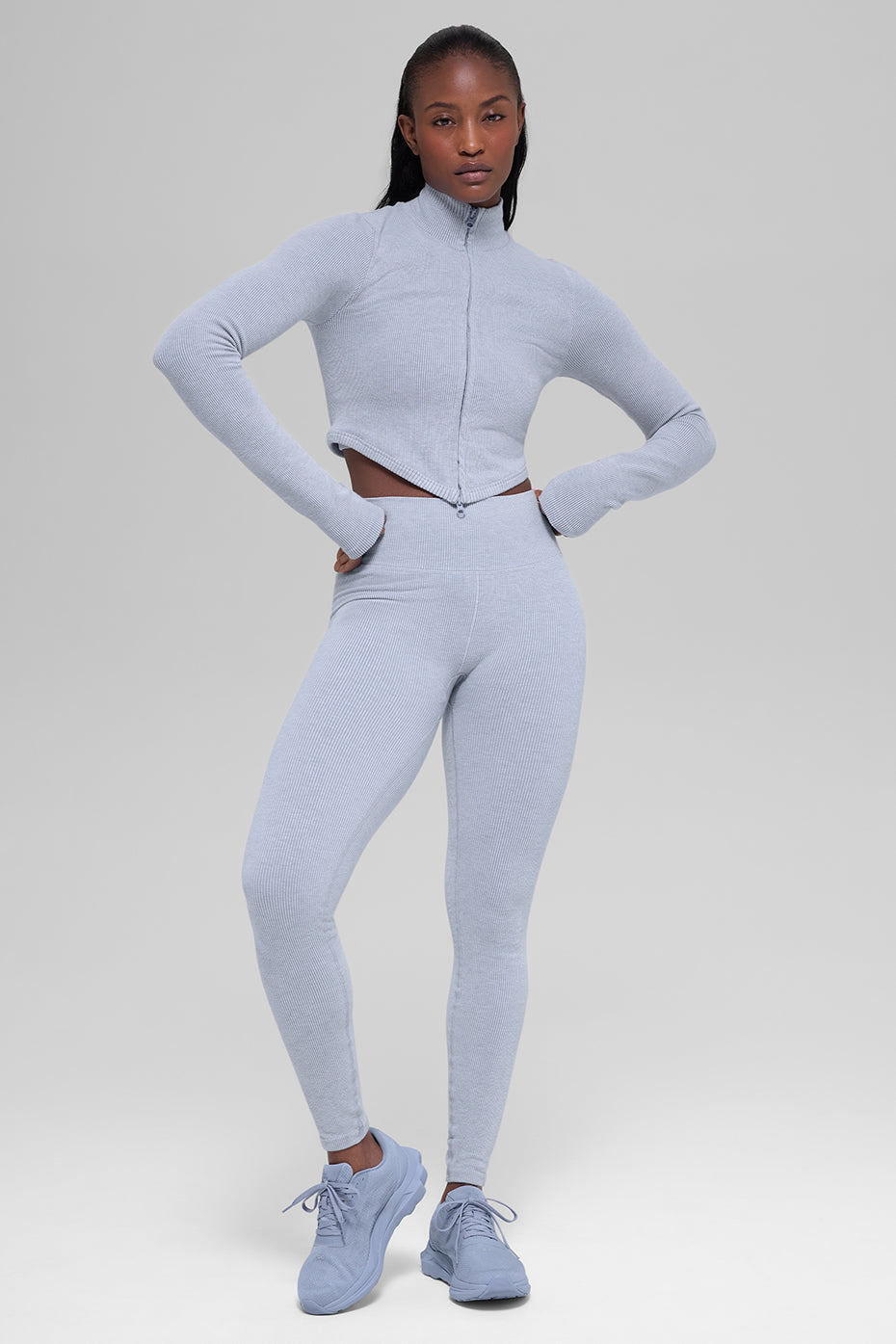 Seamless Two Tone Rib Jacket - Winter Frost Heather — photo 4