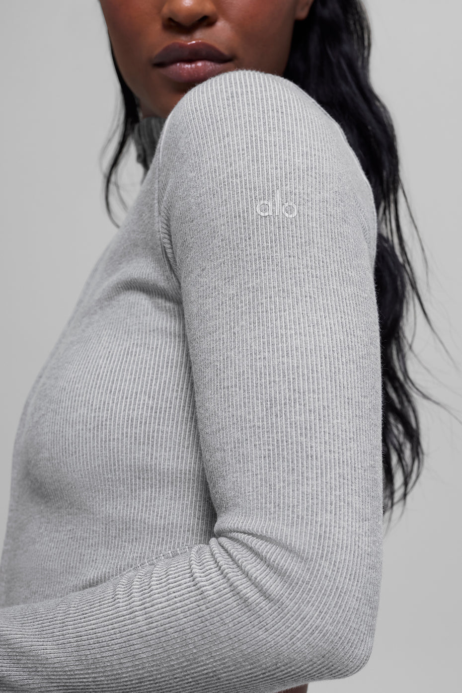 Seamless Two Tone Rib Jacket - Light Misty Grey Heather — photo 2