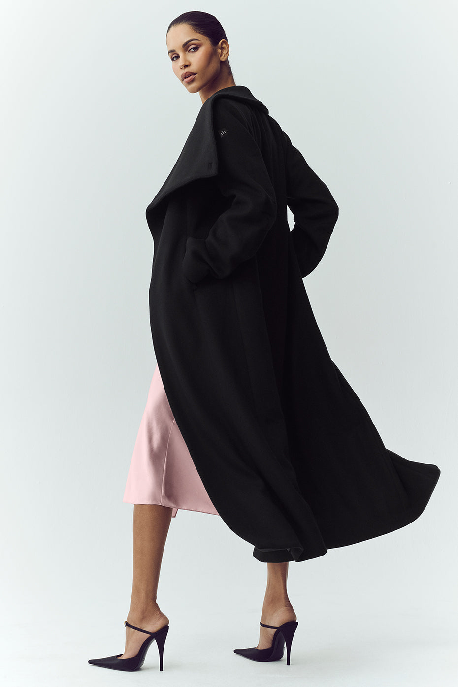 Wool Blend Nightfall Long Coat - Black — photo 5