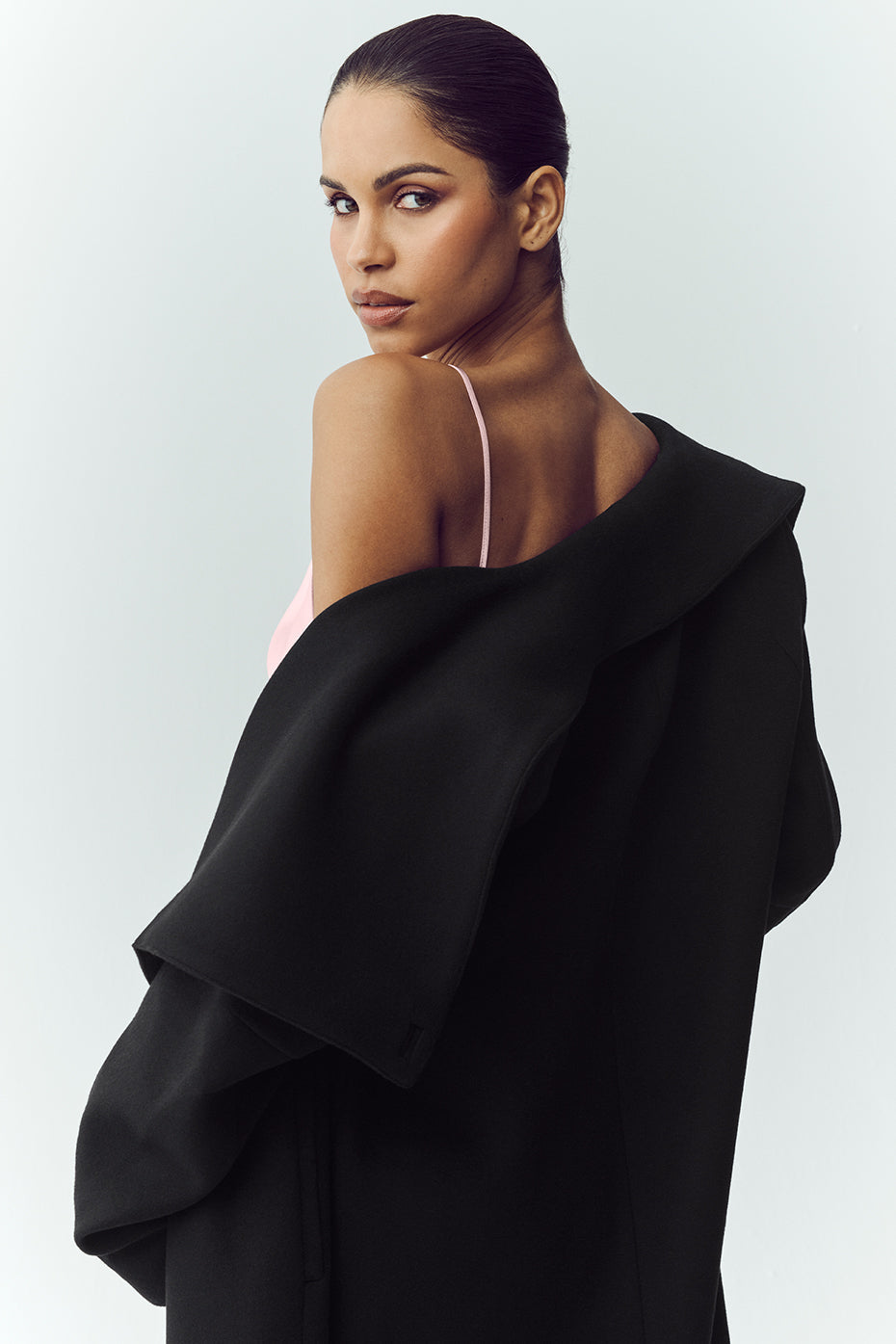 Wool Blend Nightfall Long Coat - Black — photo 3