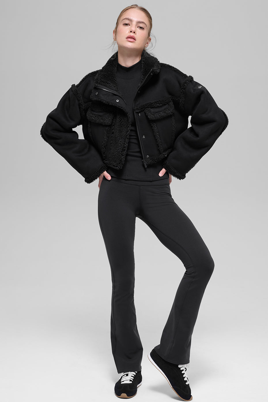 Faux Shearling Snowfall Cropped Jacket - Black — photo 5