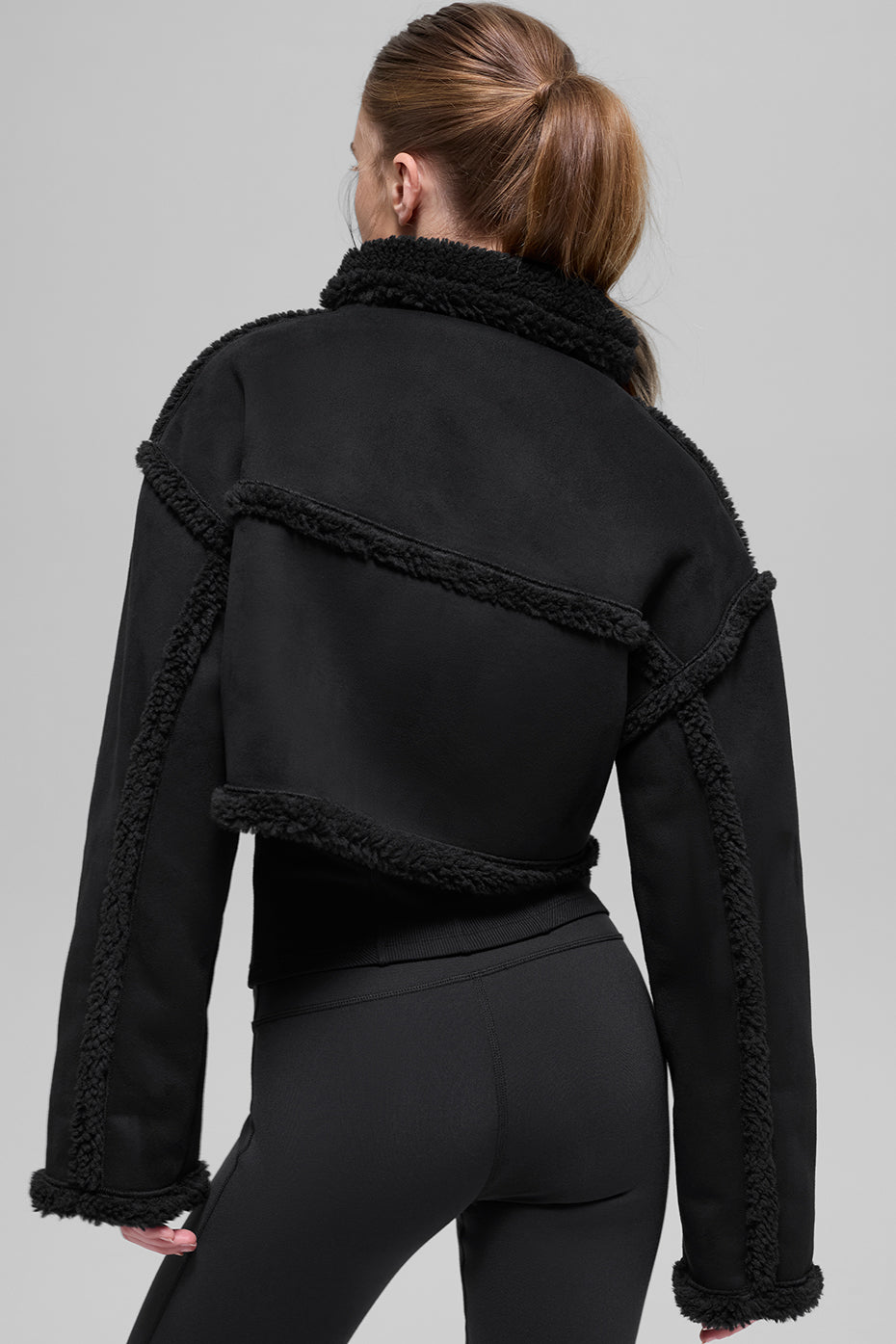 Faux Shearling Snowfall Cropped Jacket - Black — photo 3