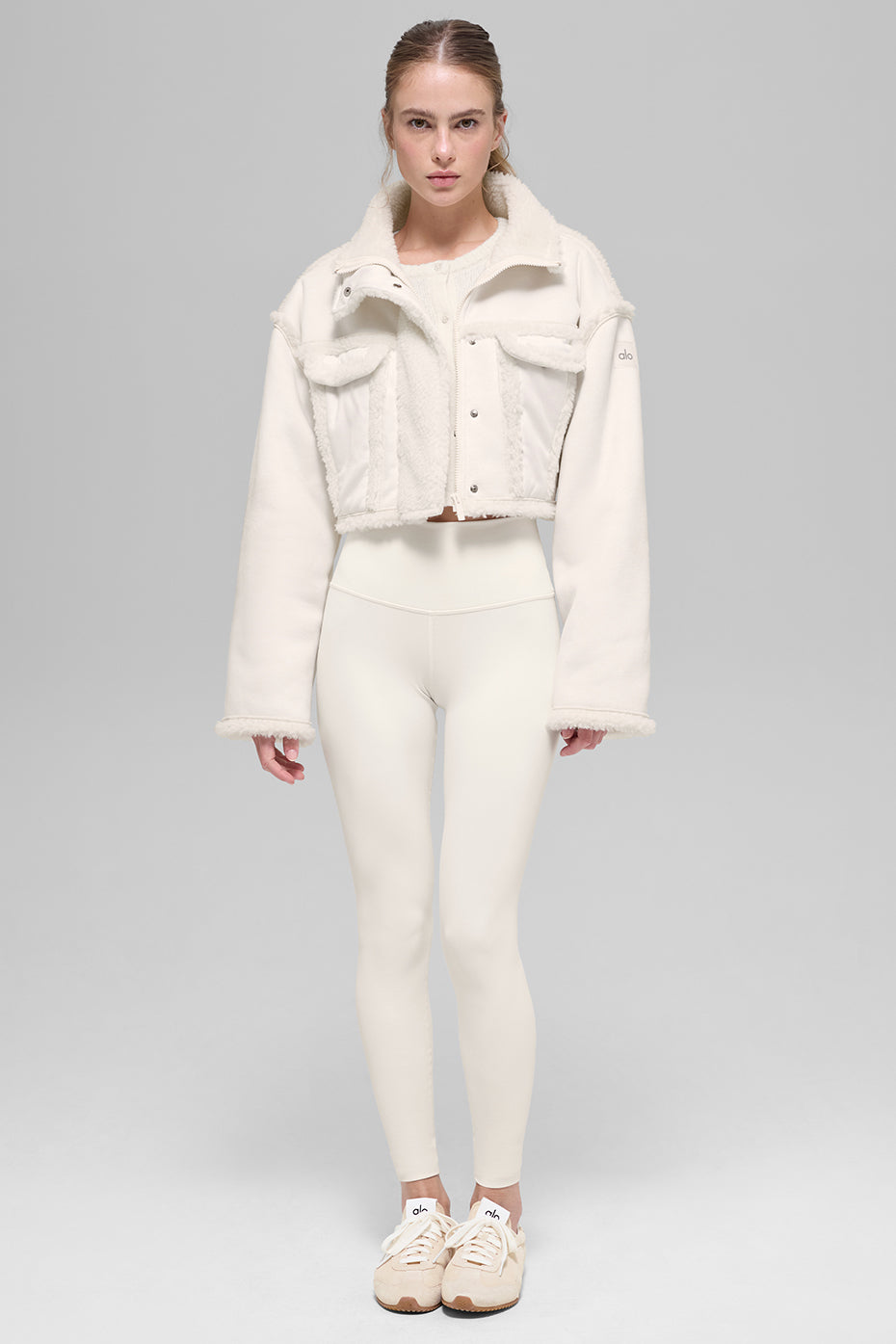 Faux Shearling Snowfall Cropped Jacket - Ivory — photo 6