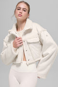 Faux Shearling Snowfall Cropped Jacket - Ivory — photo 1