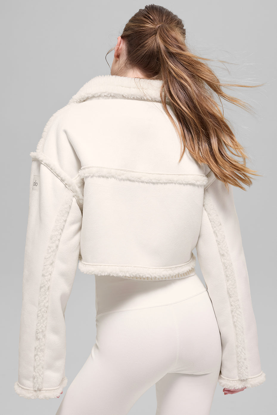 Faux Shearling Snowfall Cropped Jacket - Ivory — photo 3