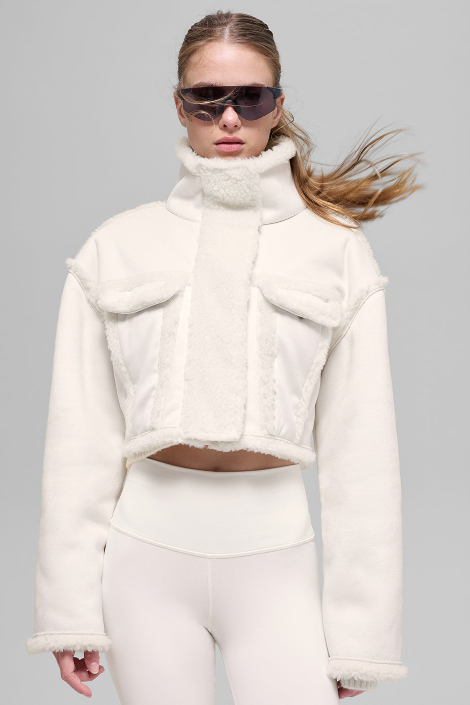 Faux Shearling Snowfall Cropped Jacket - Ivory — photo 5