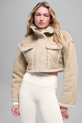 Faux Shearling Snowfall Cropped Jacket - Woodland Tan — photo 1