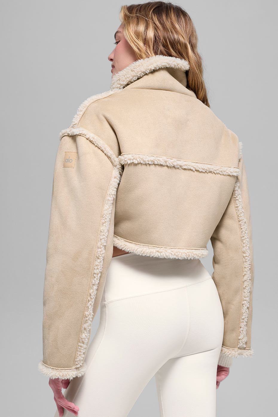 Faux Shearling Snowfall Cropped Jacket - Woodland Tan — photo 3