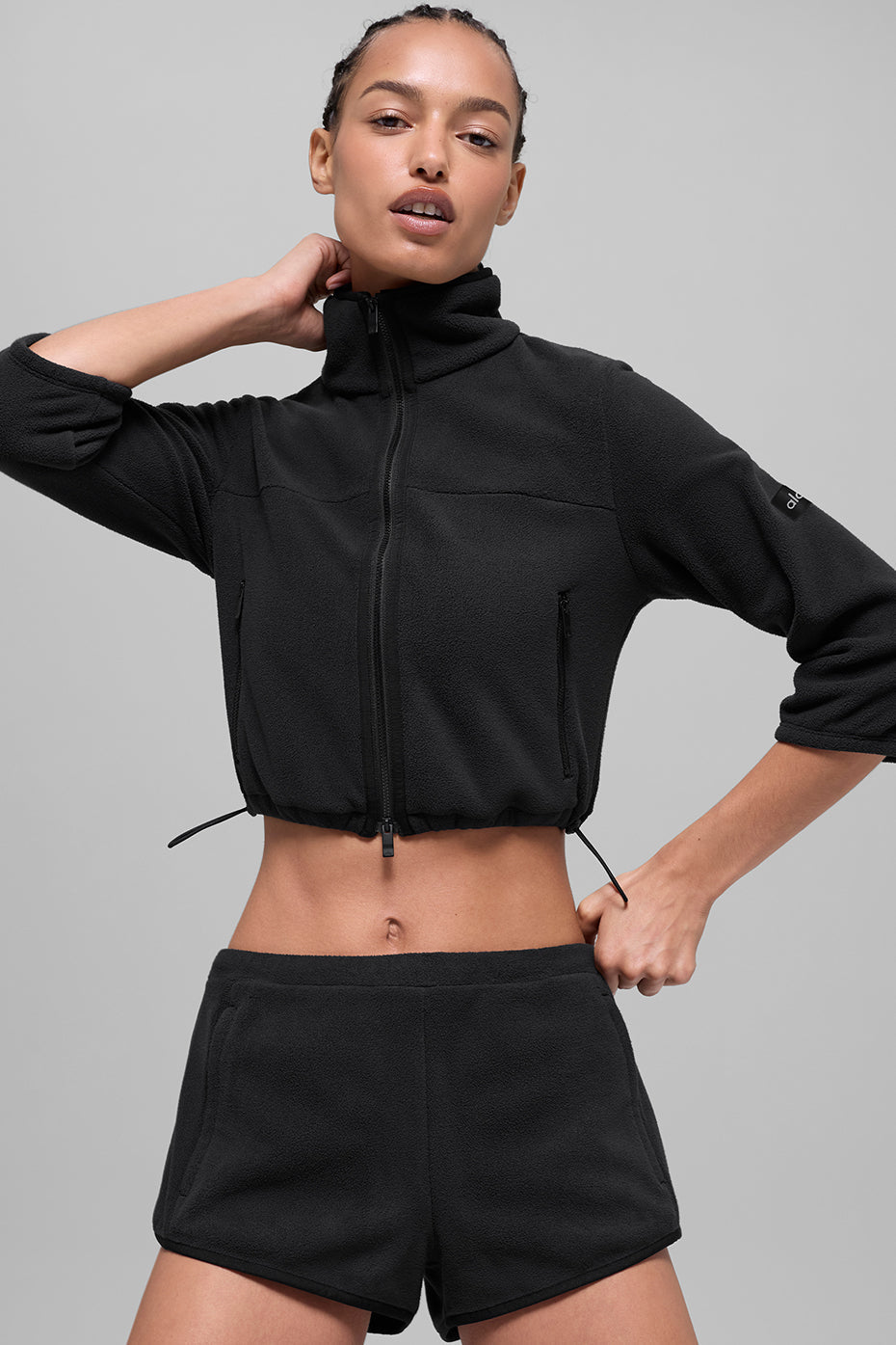 Polar Fleece Retreat Cropped Jacket - Black — photo 1