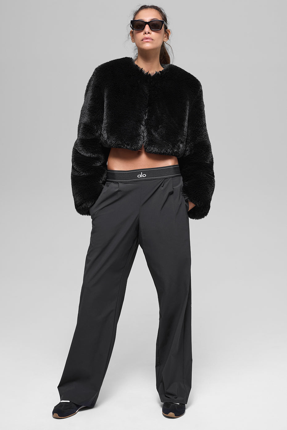 Faux Fur Chic Cropped Jacket - Black — photo 5