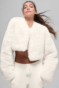 Faux Fur Chic Cropped Jacket - Ivory — photo 1