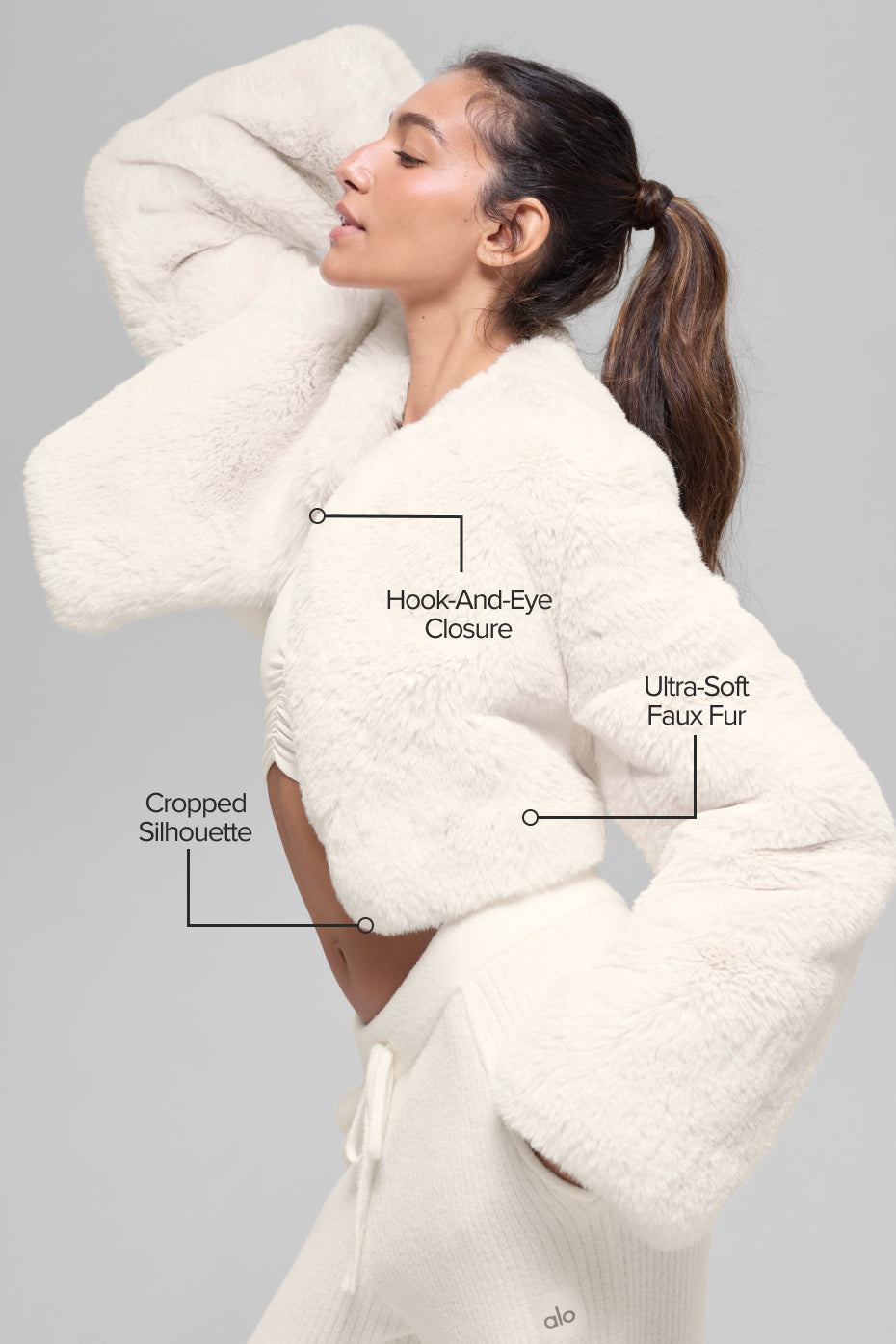Faux Fur Chic Cropped Jacket - Ivory — photo 2
