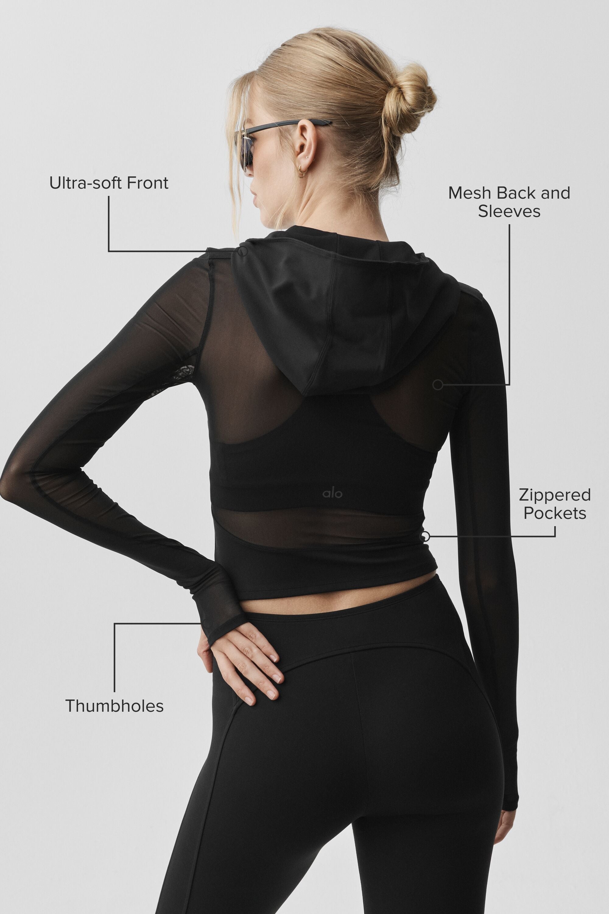 ALO Softsculpt Superset Full Zip Jacket - Black — photo 2