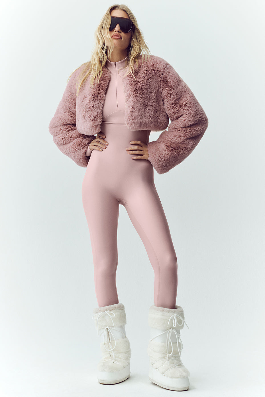 Faux Fur Chic Cropped Jacket - Pink Champagne — photo 6