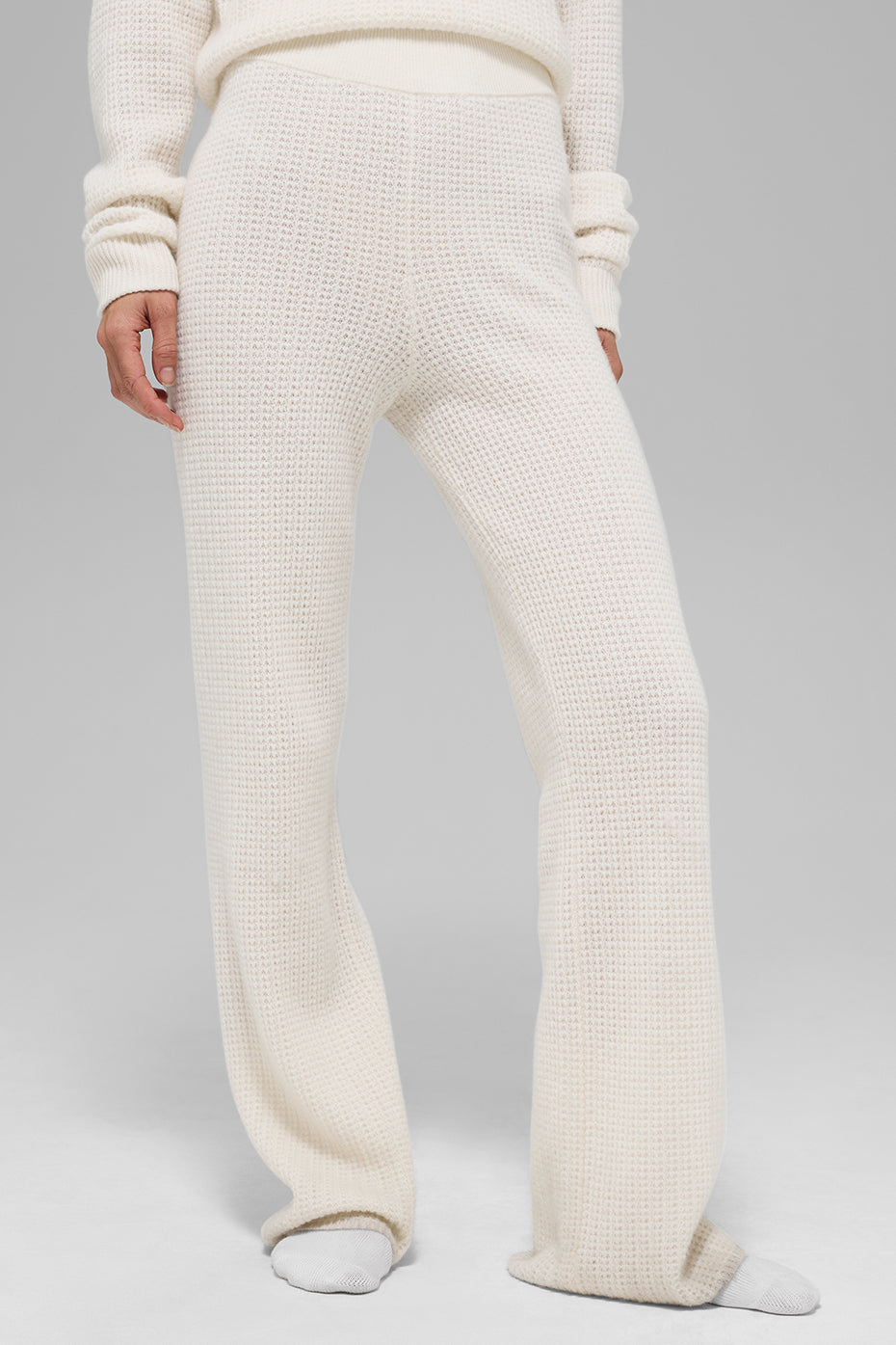 Cashmere High-Waist Plush Waffle Pant - Ivory — photo 1