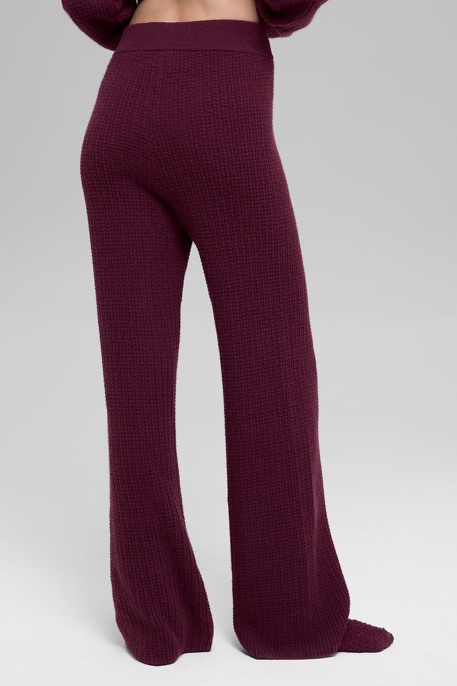 Cashmere High-Waist Plush Waffle Pant - Burgundy — photo 2