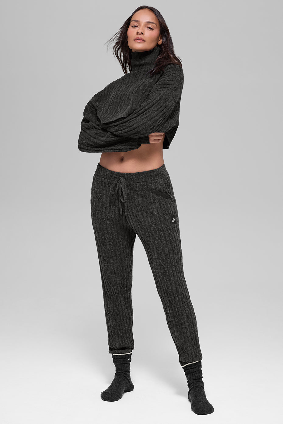 Cable Knit Winter Bliss Pant - Dark Heather Grey — photo 2