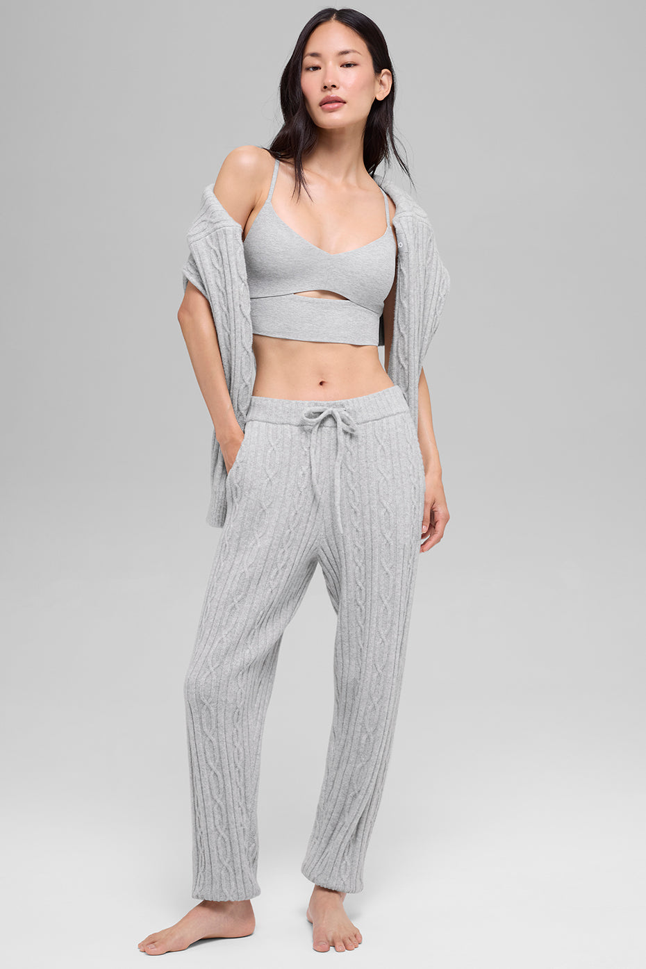 Cable Knit Winter Bliss Pant - Athletic Heather Grey — photo 5