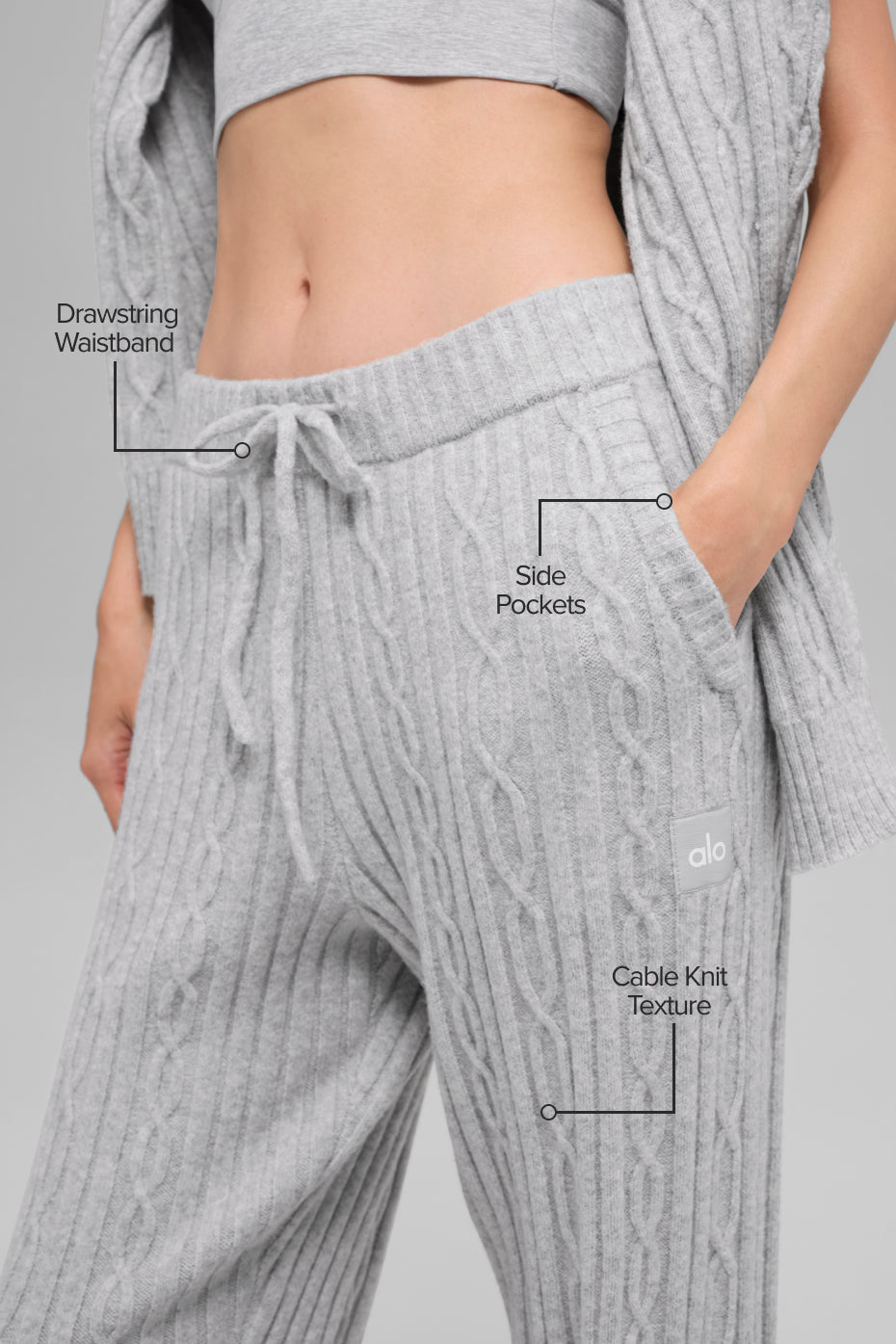 Cable Knit Winter Bliss Pant - Athletic Heather Grey — photo 2