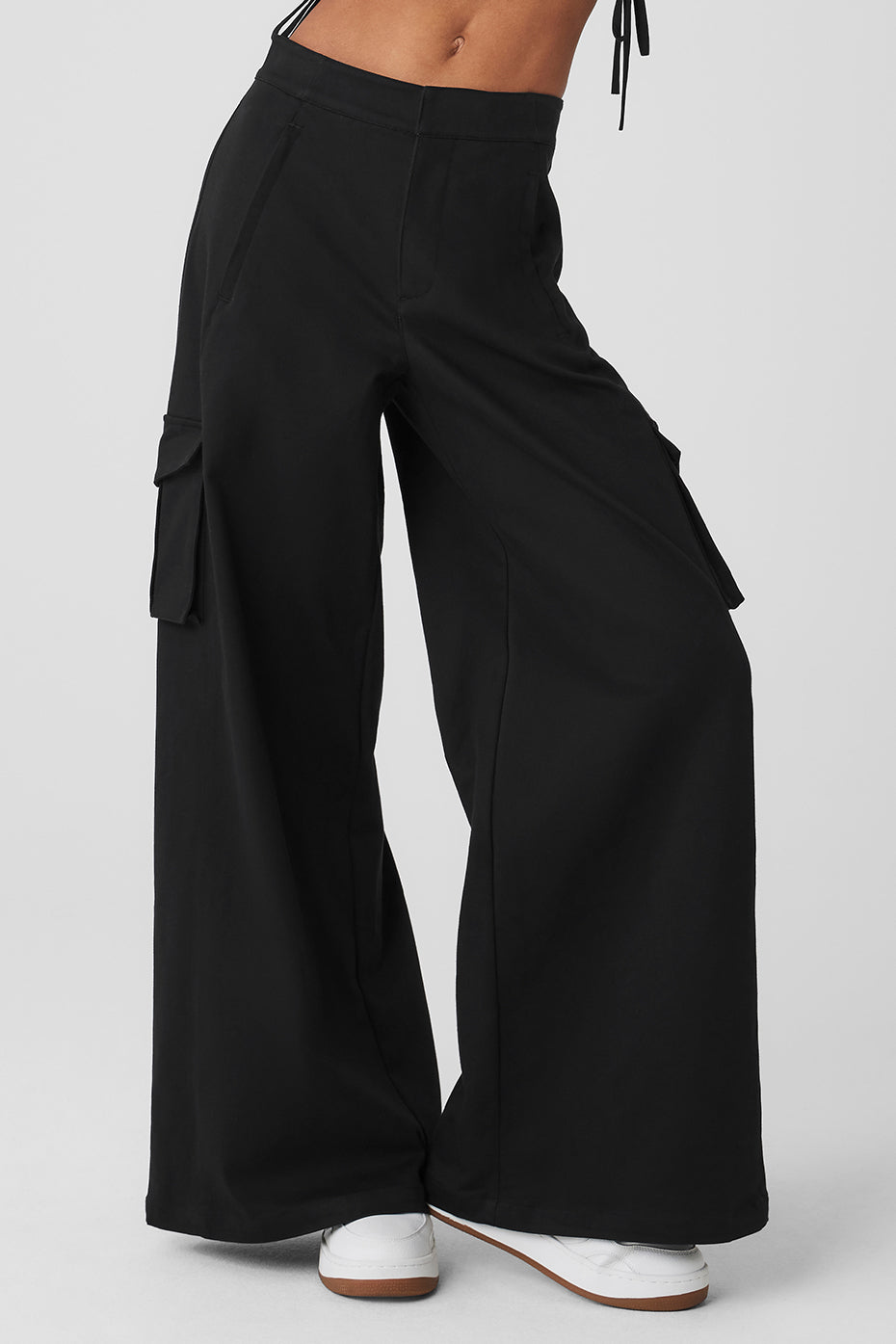 Show Off Cargo Wide Leg Trouser (Long) - Black — photo 1